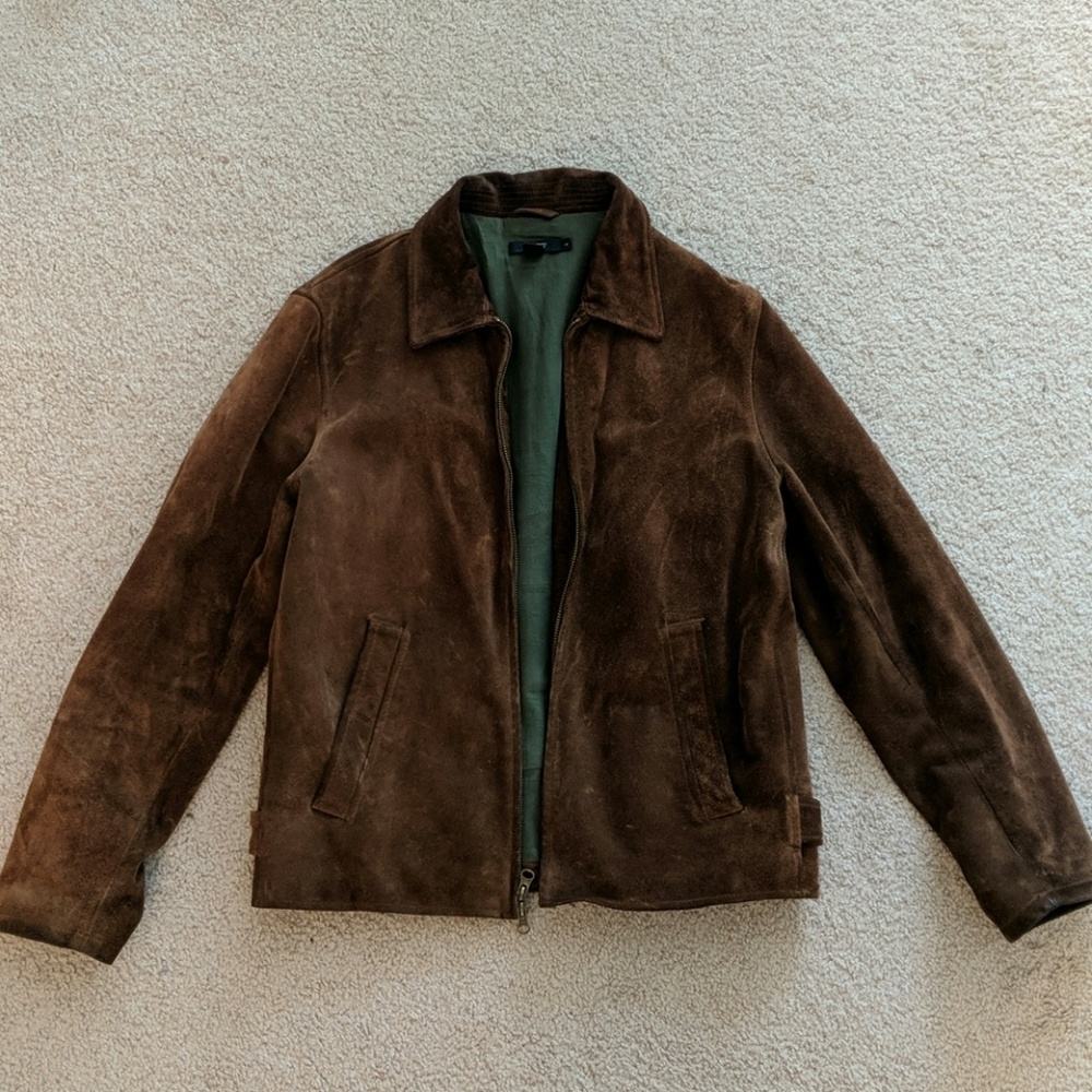 JCREW 100% leather brown suede mens jacket - small